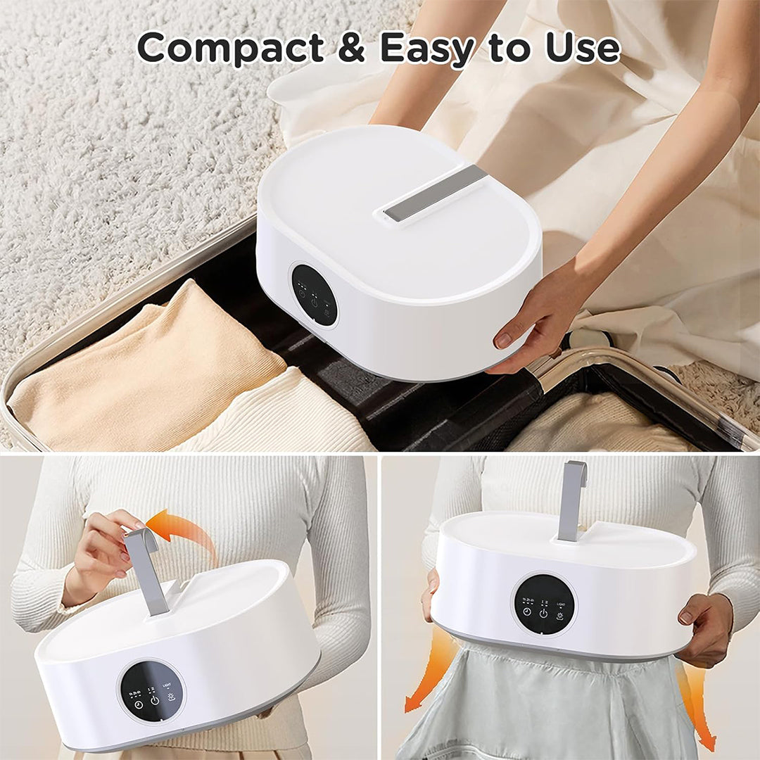 Folding clothes dryer being packed into a suitcase