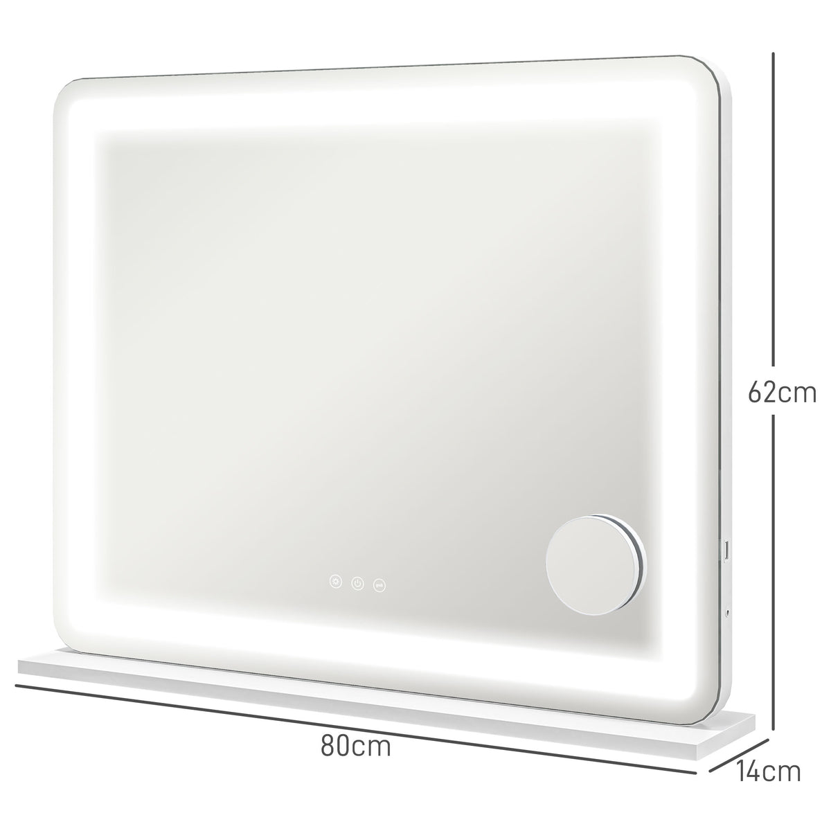 LED vanity mirror dimensions, 80 x 62 x 14cm