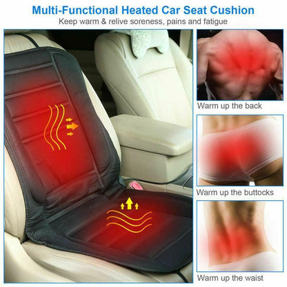 Heated car seat cushion warming the back, seat and lower back