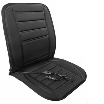 Black heated car seat pad with 12V lead and switch