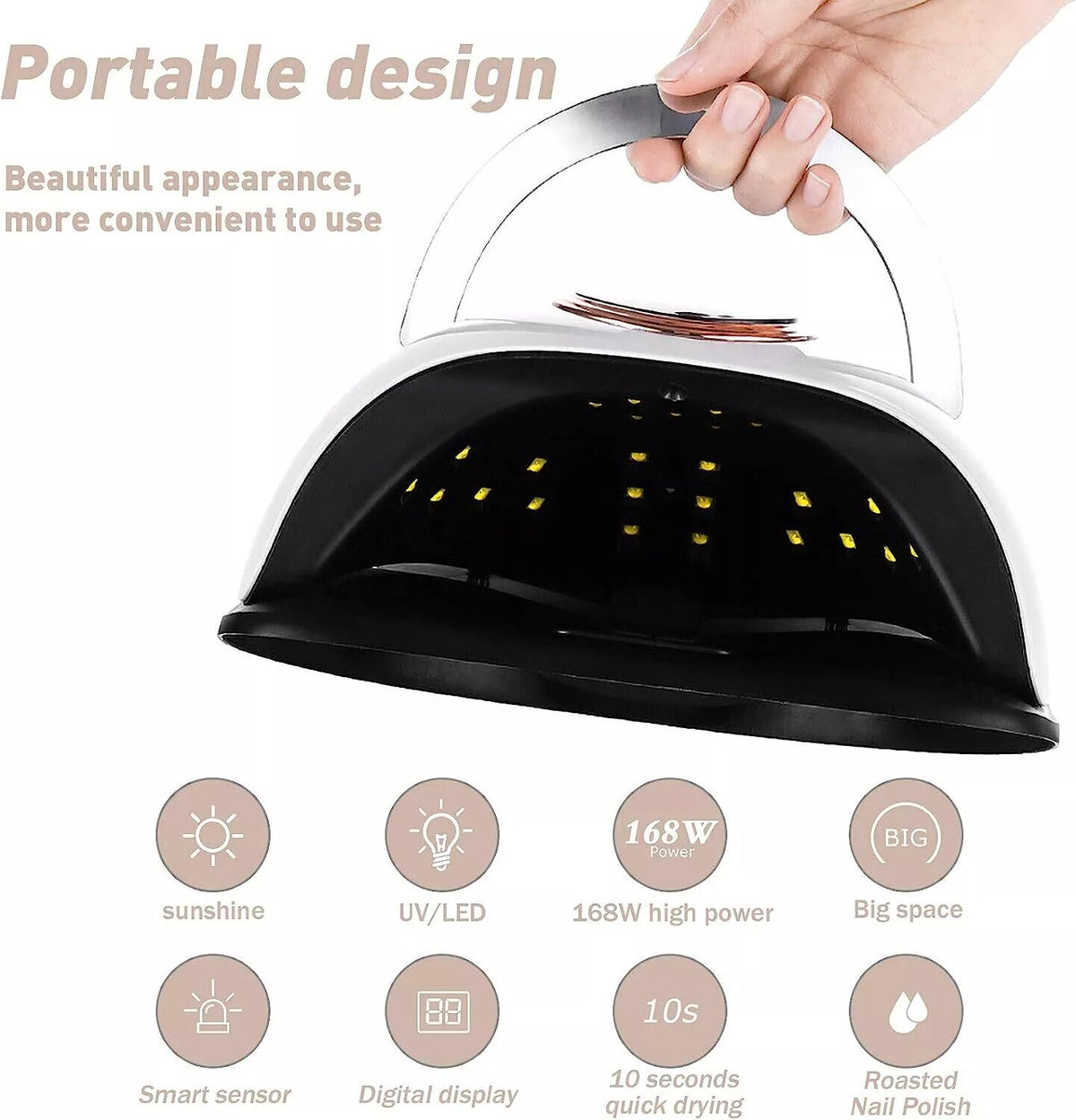 UV LED nail lamp with fold-out carry handle