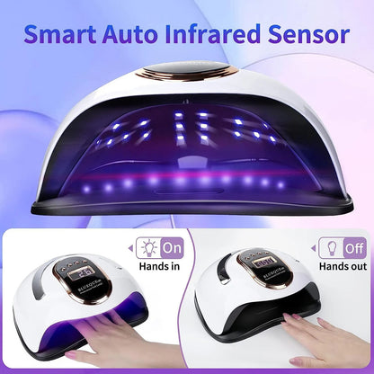 UV LED nail lamp with auto infrared sensor turning on and off