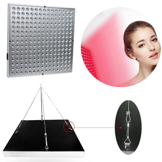 Red light therapy panel with 225 LEDs, front view