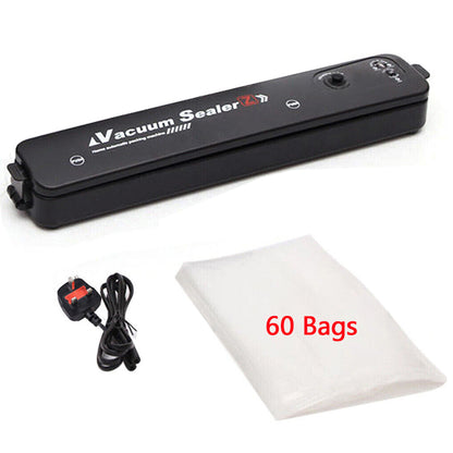 Vacuum food sealer with UK plug lead and 60 vacuum bags