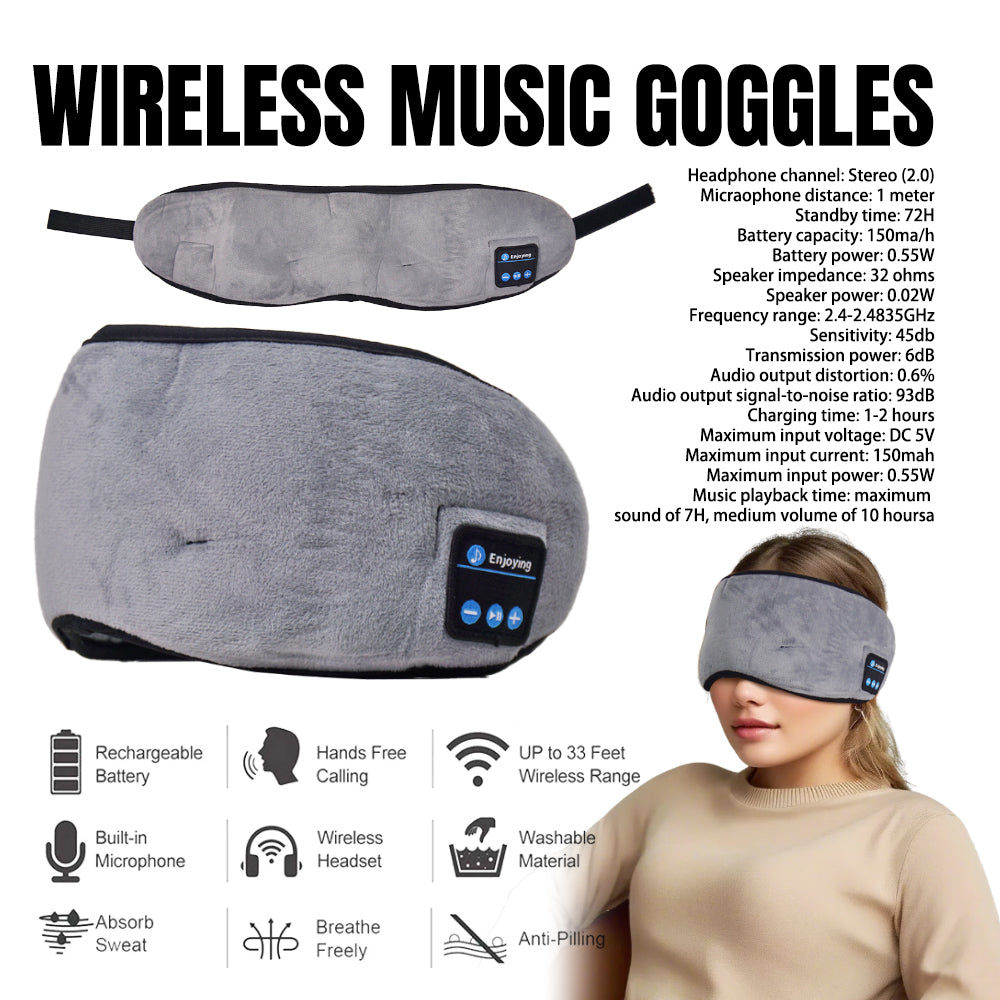 Bluetooth sleep mask features and specification sheet