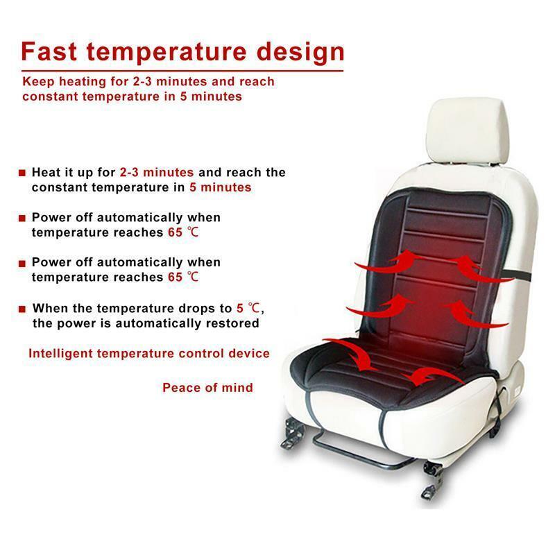 Heated car seat pad temperature control, auto off at 65 degrees