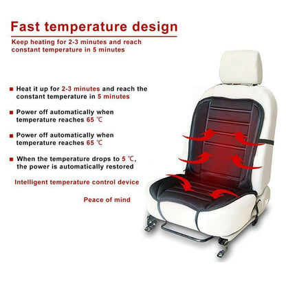 Heated car seat pad temperature control, auto off at 65 degrees